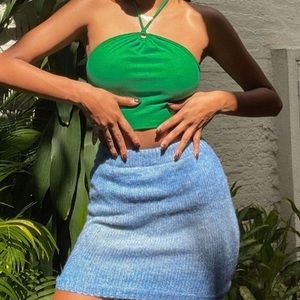 Princess polly Knit Ombre Pull On Mini Skirt Blue Size XS/S